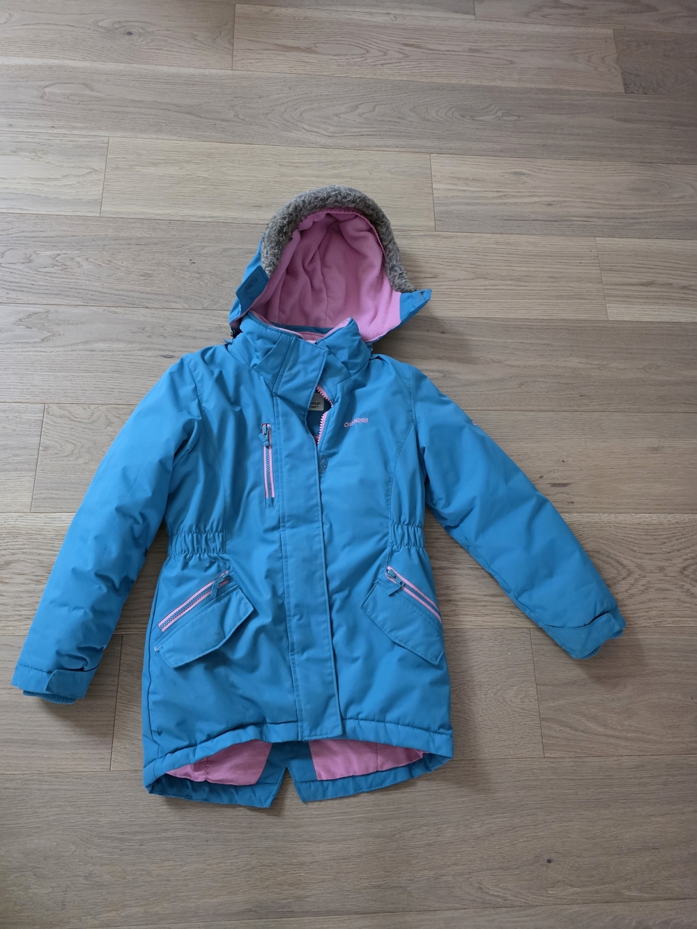 OshKosh B'gosh Aqua Winter Coat with Pink Lining